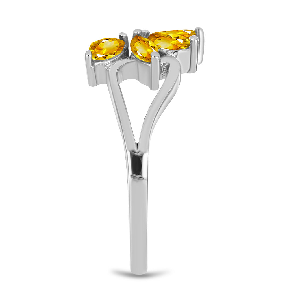 Anillo de Plata con Citrino de los Montes Urales y Topacio Blanco