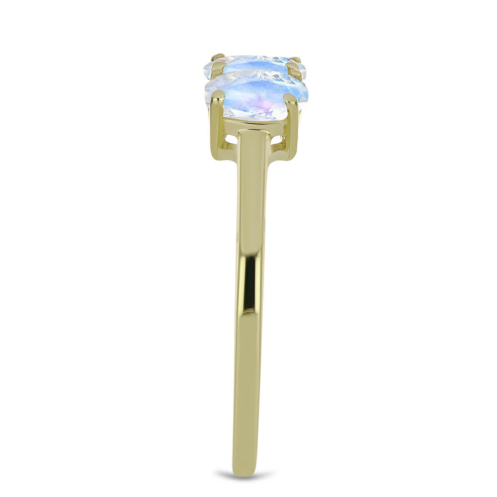 Anillo de Plata Bañada en Oro con Piedra Lunar Arco Iris