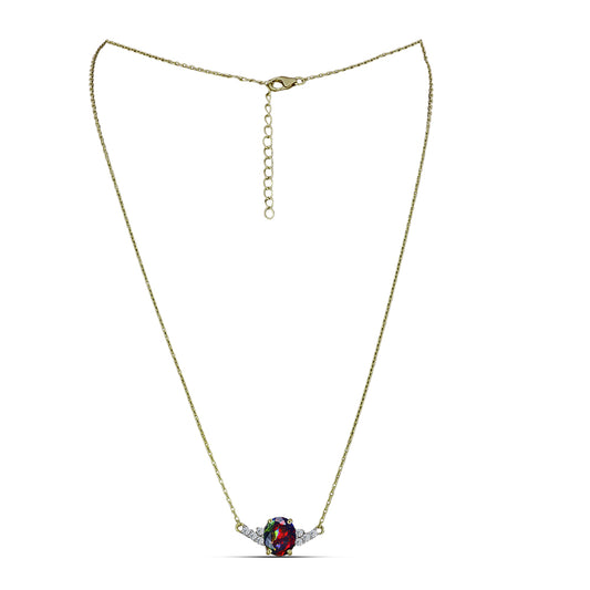 Collar de Plata Bañada en Oro con Ópalo negro medianoche Lega Dembi de Ëtiopía y Topacio Blanco