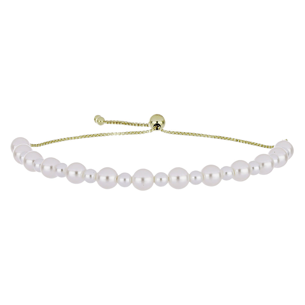 Pulsera de Plata Bañada en Oro con Perla blanca de agua dulce