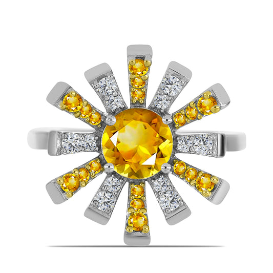 Anillo de Plata con Citrino de los Montes Urales
