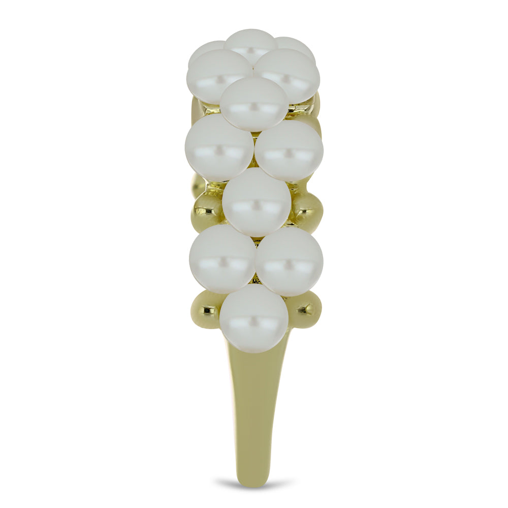 Anillo de Plata Bañada en Oro con Perla blanca de agua dulce