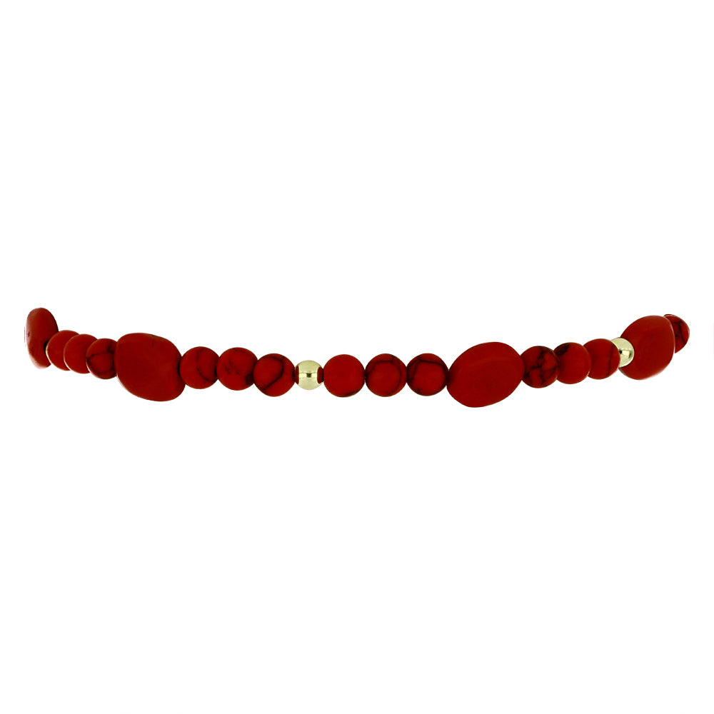 Pulsera de Plata Bañada en Oro con Coral de Esponja Roja