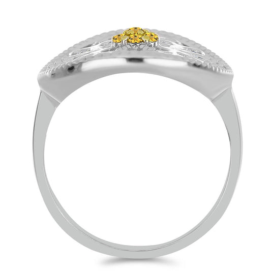 Anillo de Plata con Citrino de los Montes Urales y Topacio Blanco