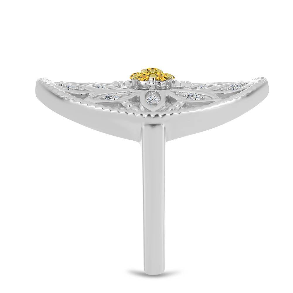 Anillo de Plata con Citrino de los Montes Urales y Topacio Blanco