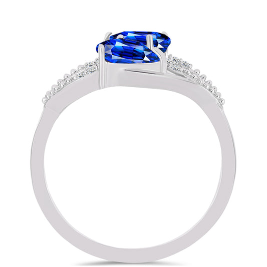 Anillo de Plata con Zafiro Azul Australiano y Topacio Blanco