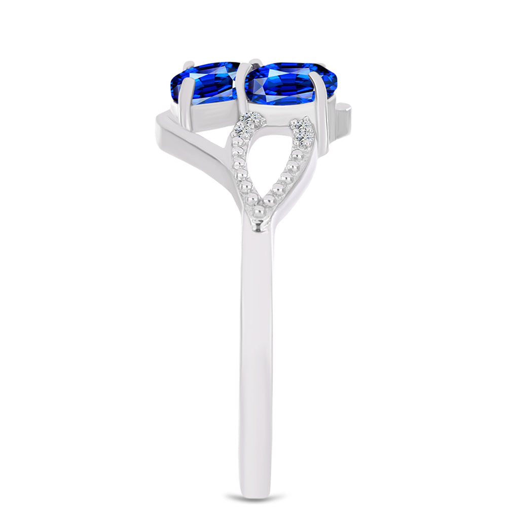 Anillo de Plata con Zafiro Azul Australiano y Topacio Blanco