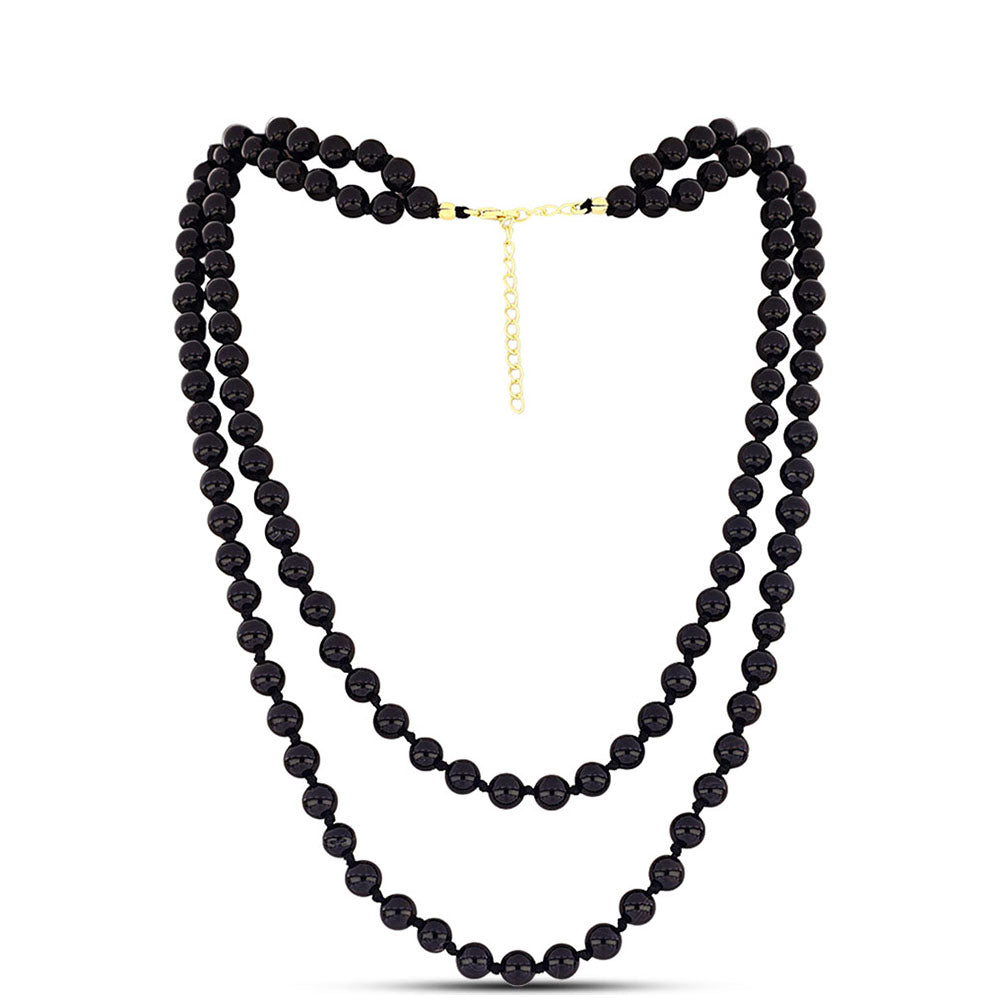 Collar de Plata Bañada en Oro con Ónix Negro
