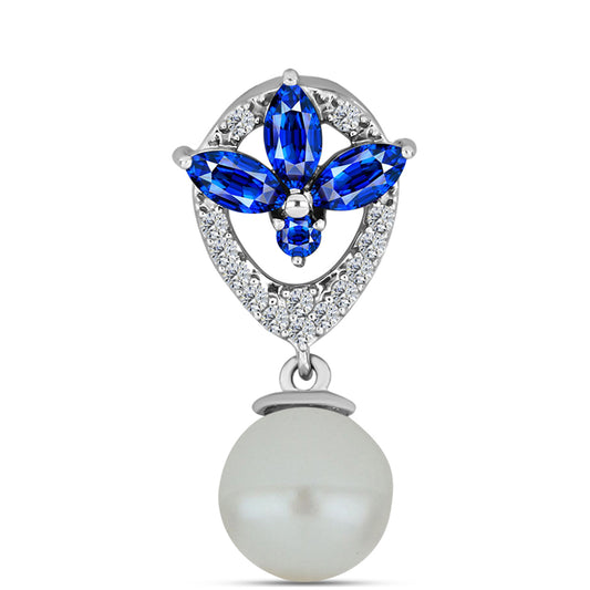 Colgante de Plata con Zafiro Azul Australiano y Perla de Agua Dulce