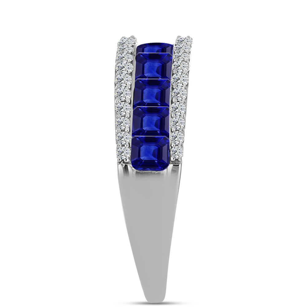 Anillo de Plata con Zafiro Azul Australiano y Topacio Blanco