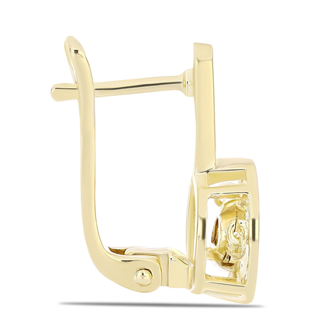 Pendientes de Plata Bañada en Oro con Diamante Cognac