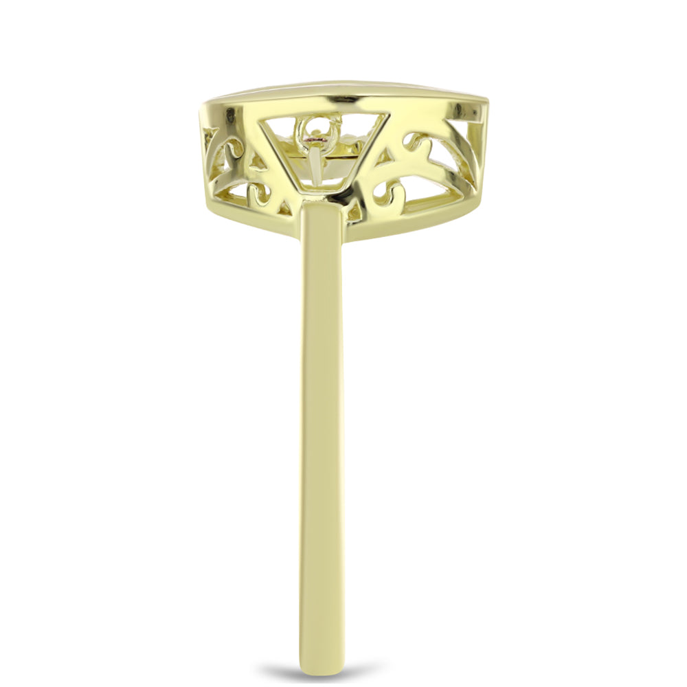 Anillo de Plata Bañada en Oro con Diamante Cognac