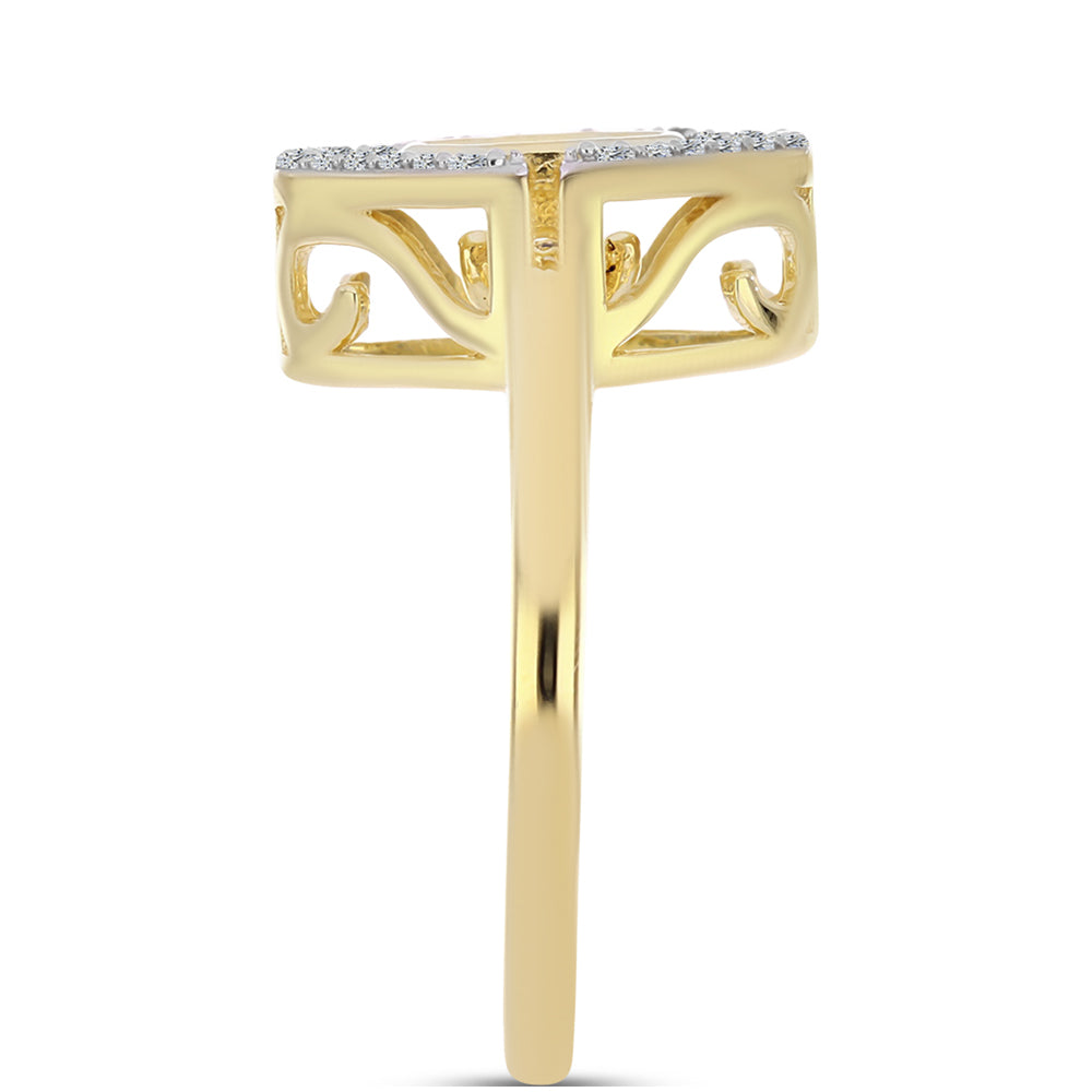 Anillo de Plata Bañada en Oro con Diamante Cognac y Topacio Blanco