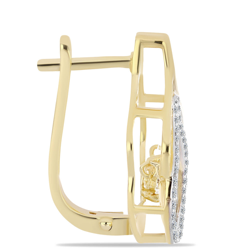 Pendientes de Plata Bañada en Oro con Diamante Cognac y Topacio Blanco