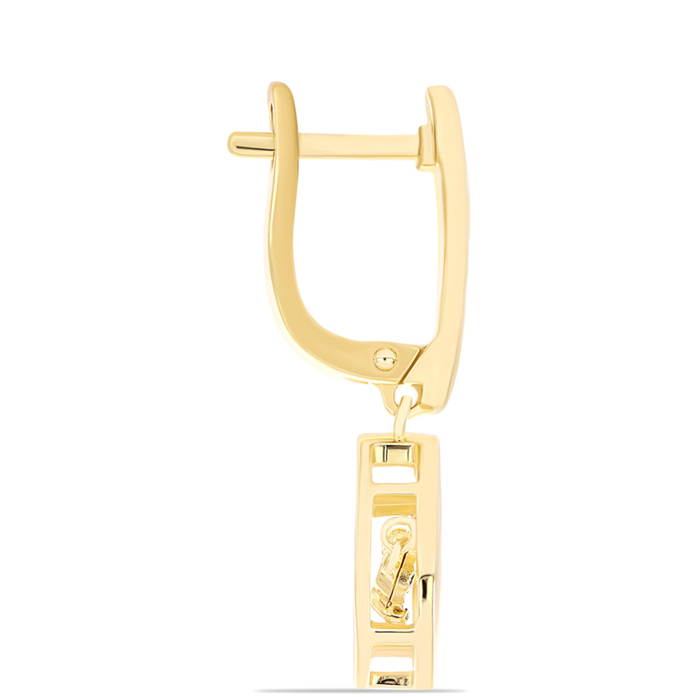 Pendientes de Plata Bañada en Oro con Diamante Cognac