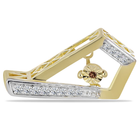 Pendientes de Plata Bañada en Oro con Diamante Cognac y Topacio Blanco