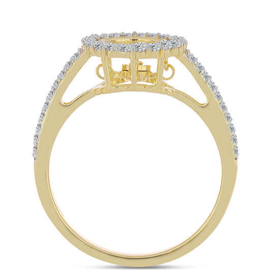 Anillo de Plata Bañada en Oro con Diamante Cognac y Topacio Blanco