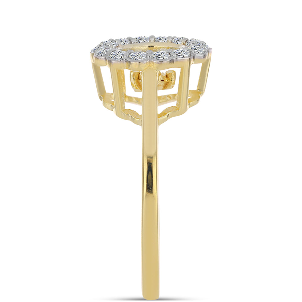 Anillo de Plata Bañada en Oro con Diamante Cognac y Topacio Blanco