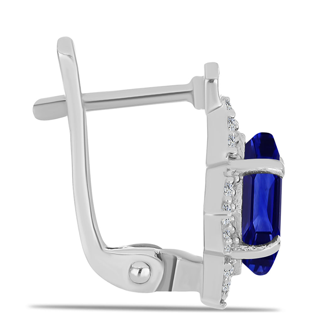 Pendientes de Plata con Zafiro Azul Australiano y Topacio Blanco