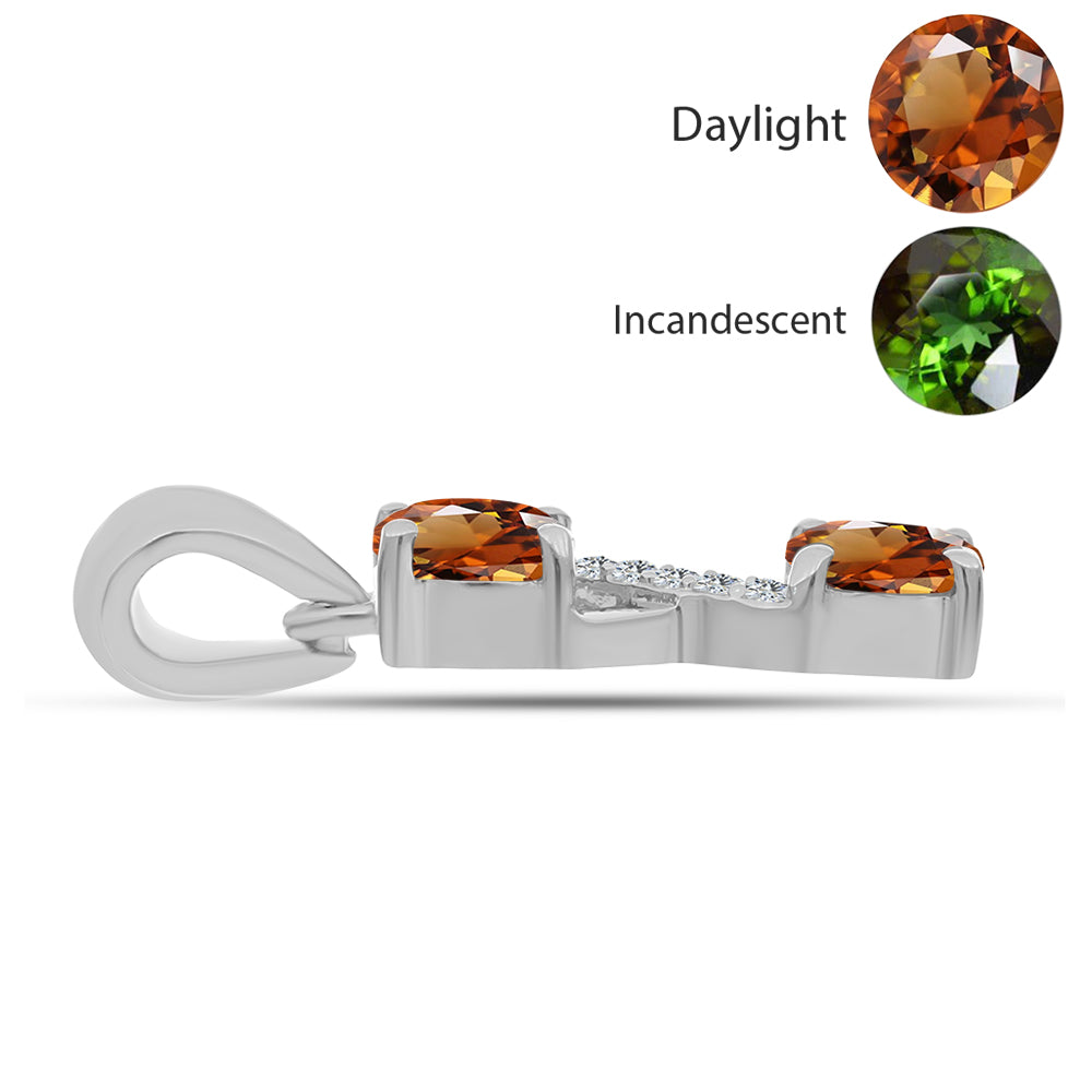 Colgante de Plata con Zultanita de Anatolia certificado y cultivado en laboratorio y Topacio Blanco