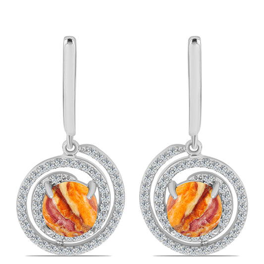 Pendientes de Plata con Jaspe Garra de León y Topacio Blanco