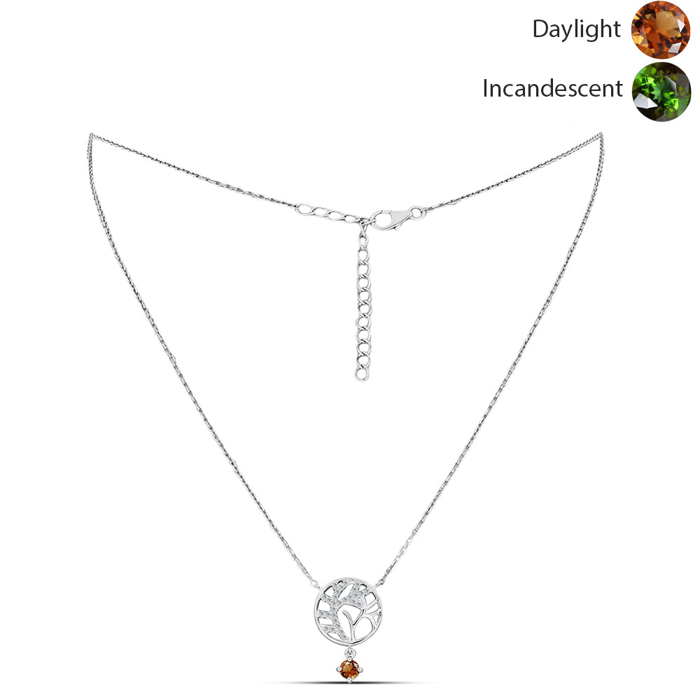 Collar de Plata con Zultanita de Anatolia certificado y cultivado en laboratorio y Topacio Blanco