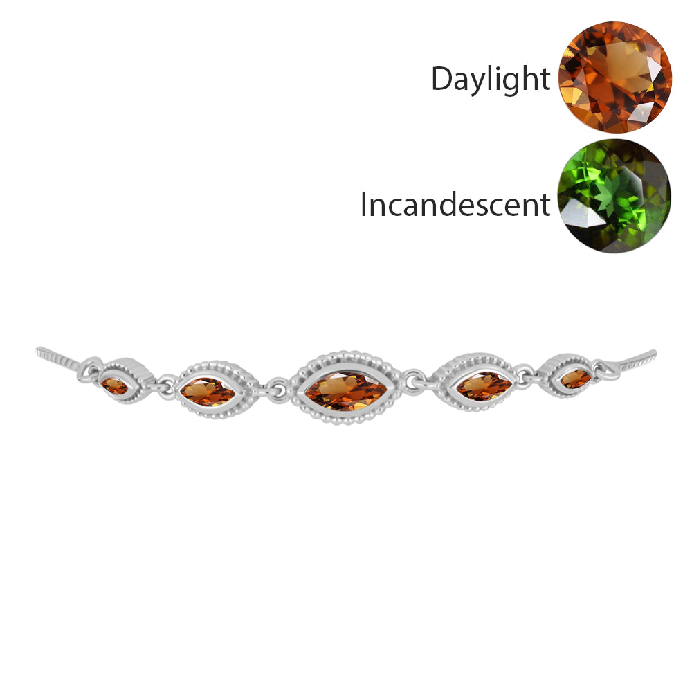 Pulsera de Plata con Zultanita de Anatolia certificado y cultivado en laboratorio