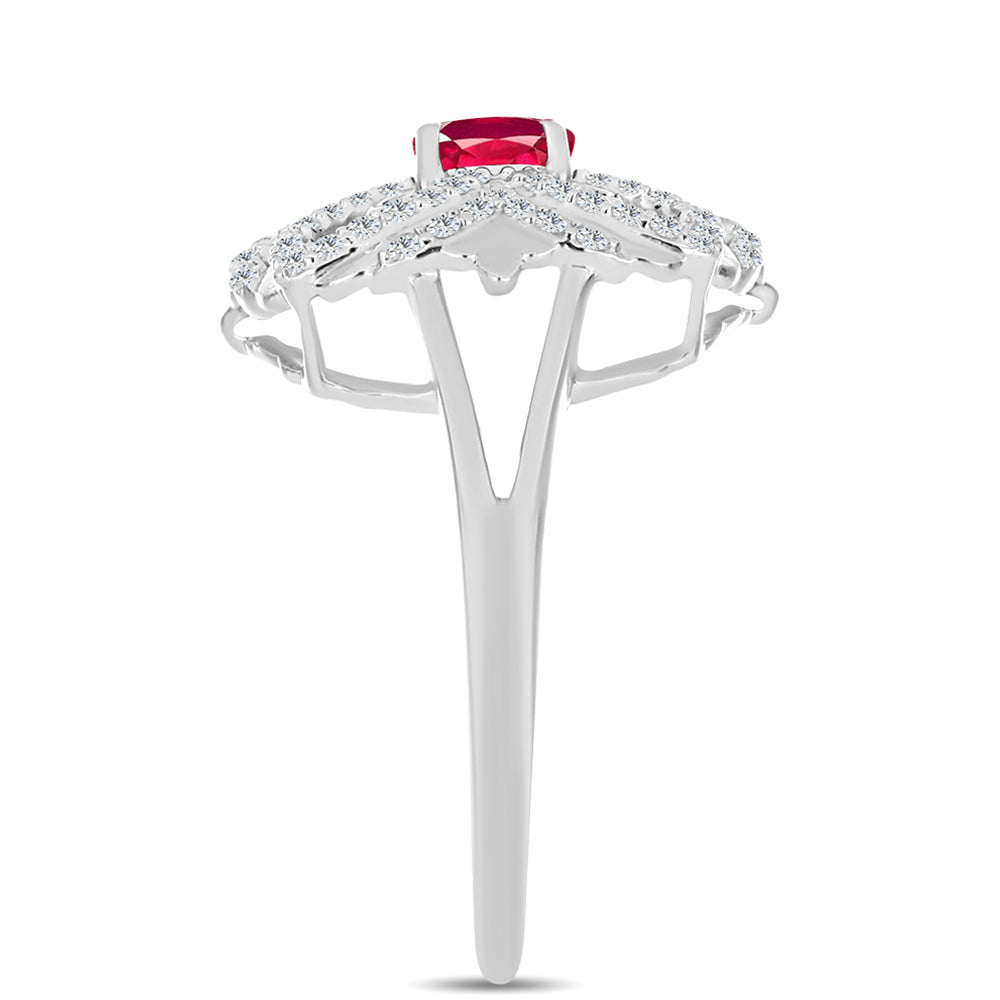 Anillo de Plata con Rubí de Madagascar y Topacio Blanco
