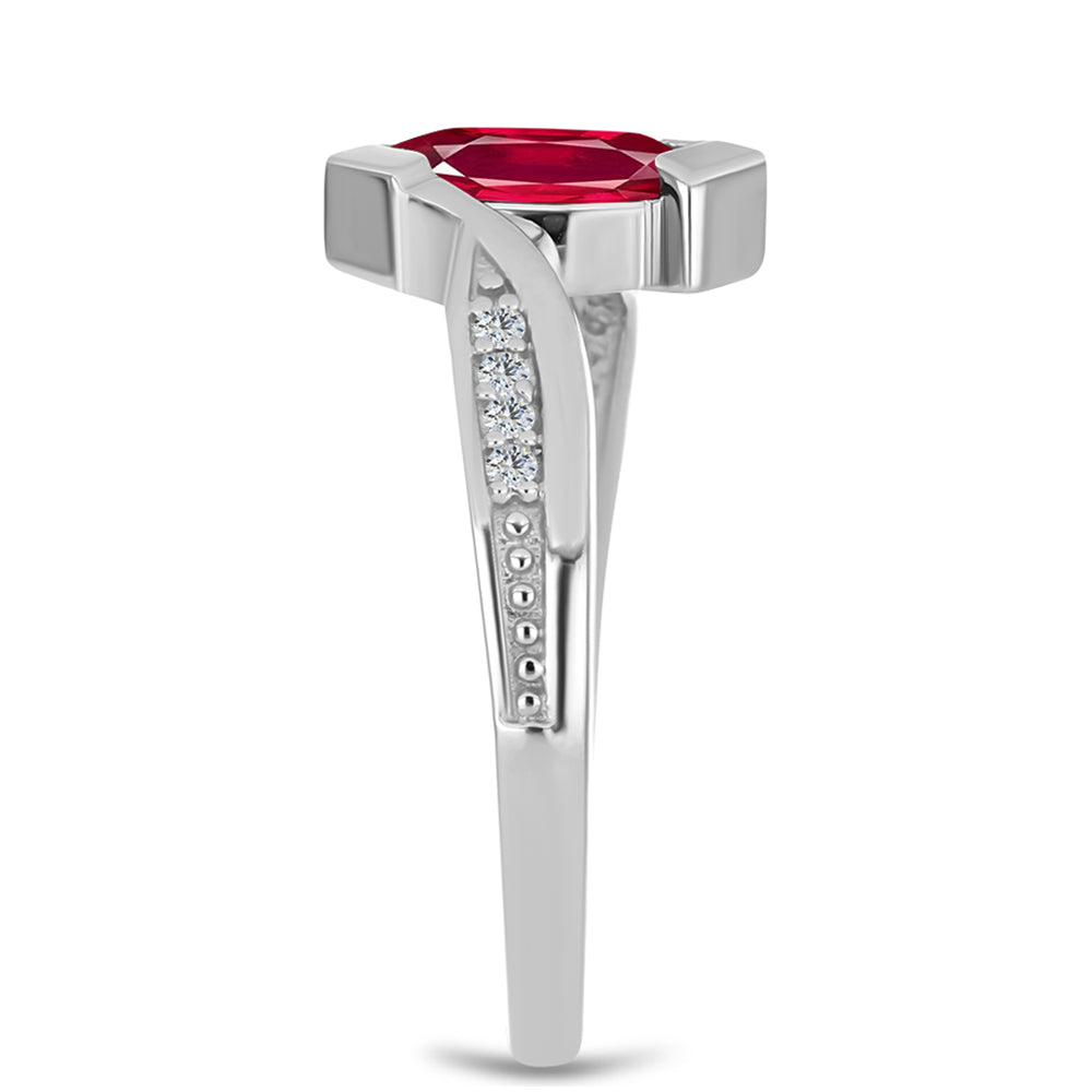 Anillo de Plata con Rubí de Madagascar y Topacio Blanco