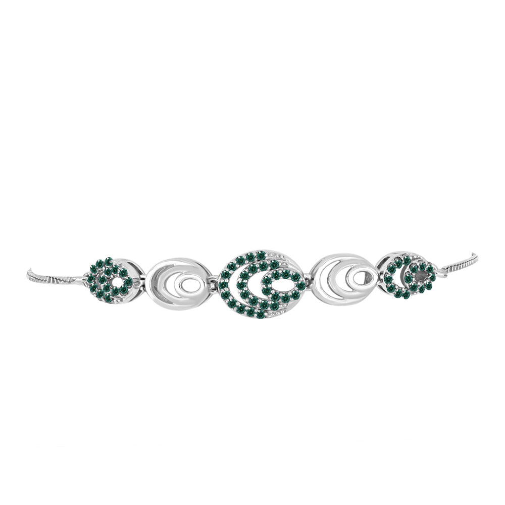Pulsera de Plata con Moissanita azul mar verdosa