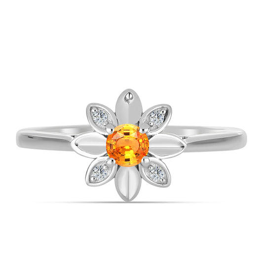 Anillo de Plata con Zafiro Padparadscha y Topacio Blanco