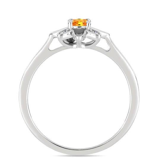 Anillo de Plata con Zafiro Padparadscha y Topacio Blanco