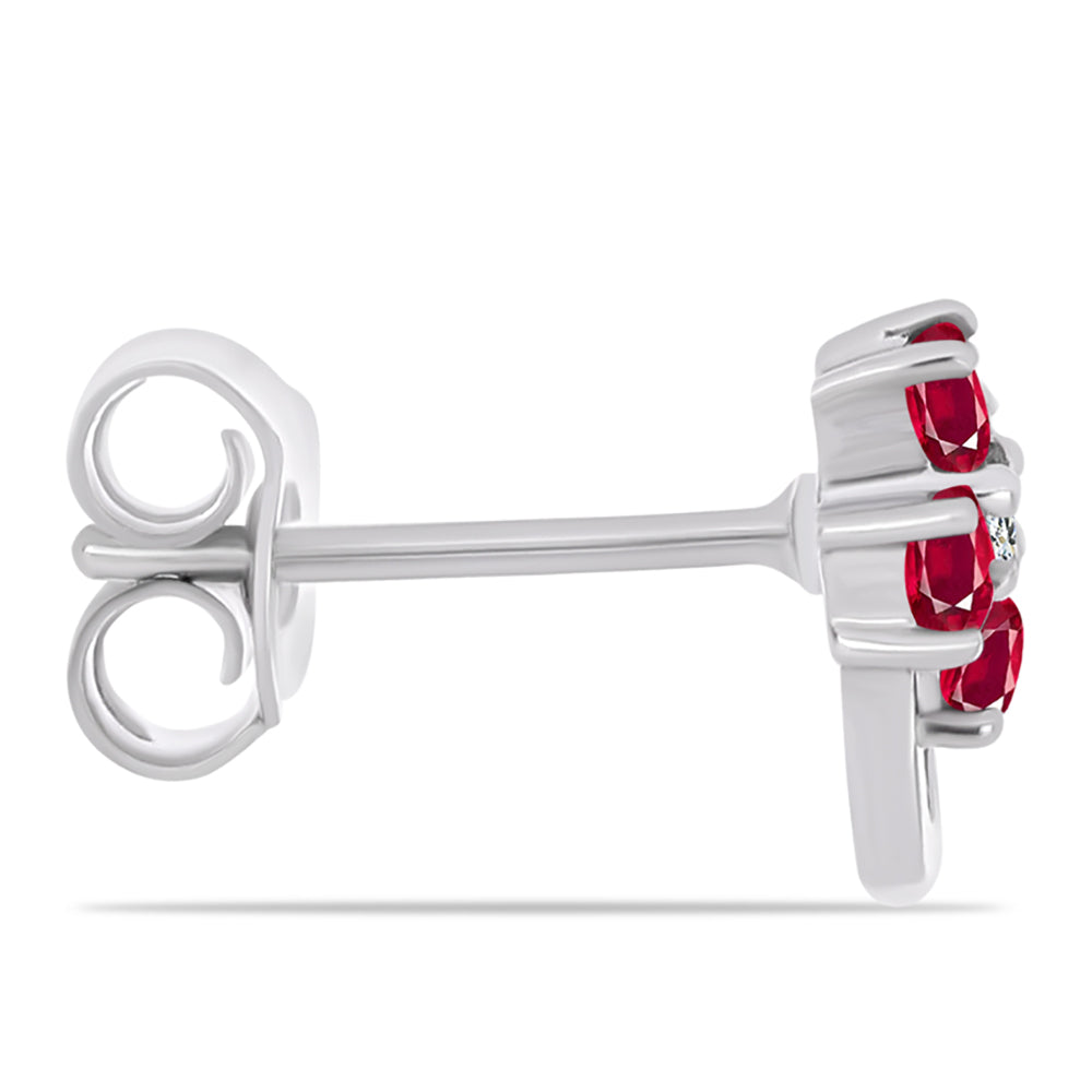 Pendientes de Plata con Rubí de Madagascar y Topacio Blanco