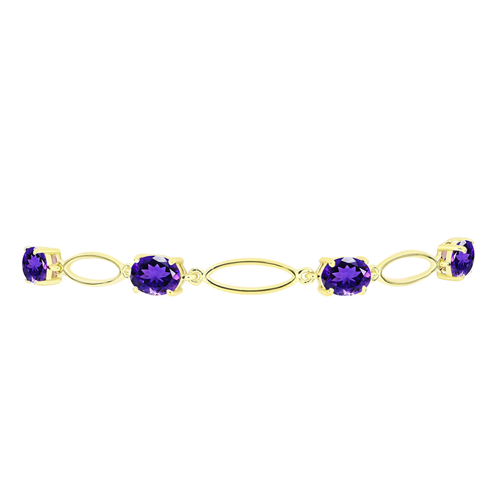 Pulsera de Plata Bañada en Oro con Amatista de Marruecos