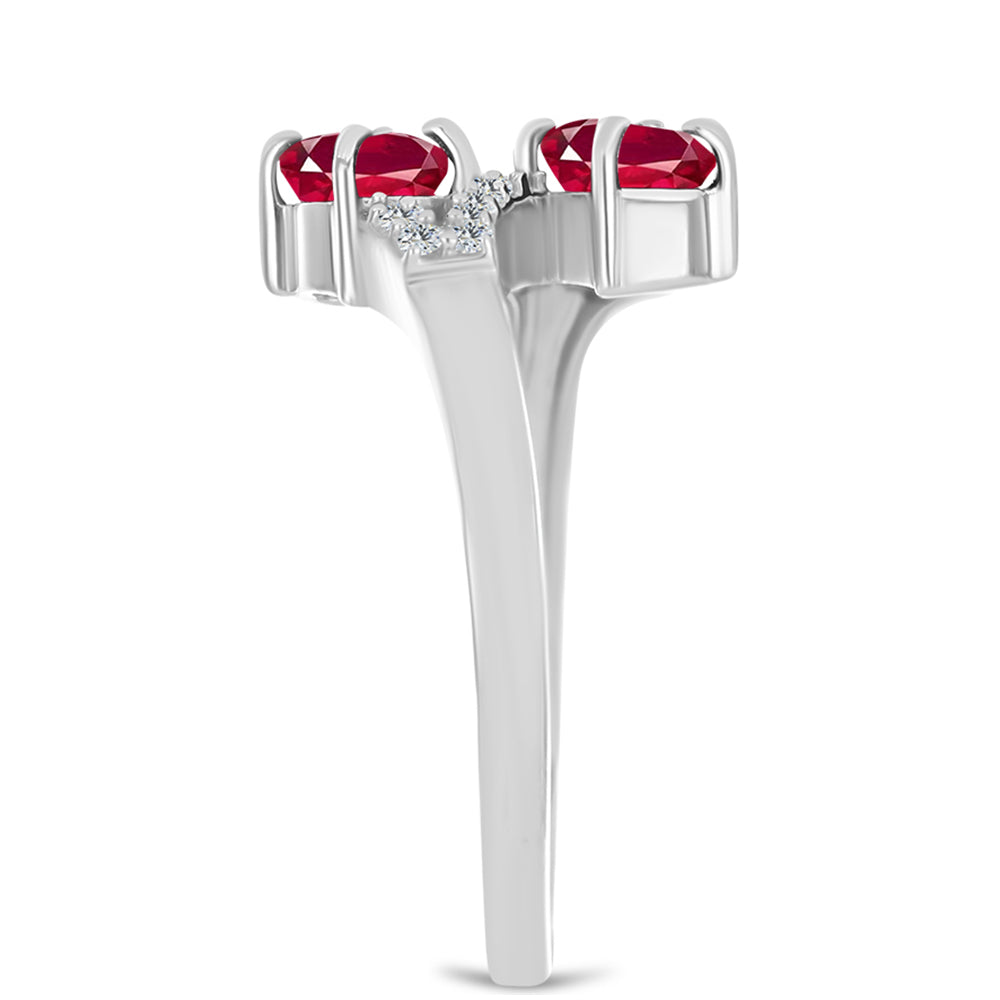 Anillo de Plata con Rubí de Madagascar y Topacio Blanco
