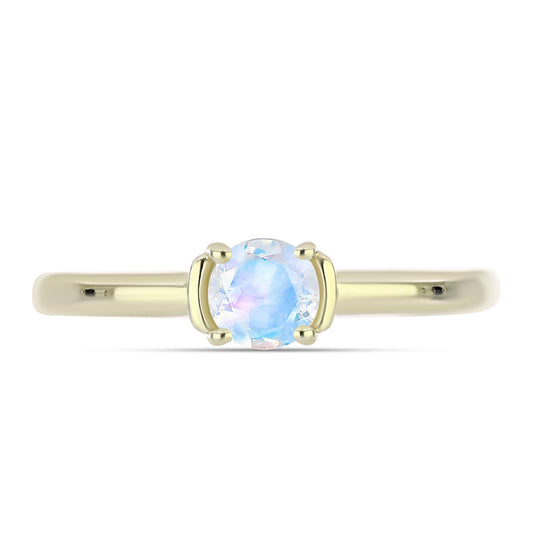 Anillo de Plata Bañada en Oro con Piedra Lunar Arco Iris