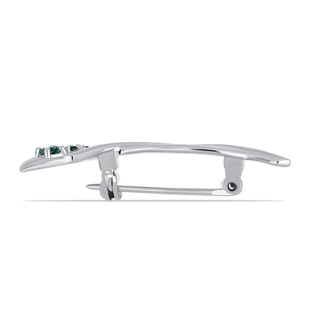 Broche de Plata con Moissanita azul mar verdosa