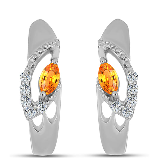 Pendientes de Plata con Zafiro Padparadscha y Topacio Blanco