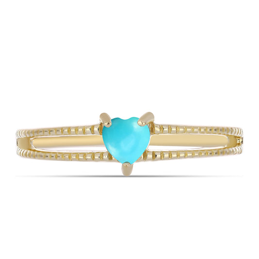 Anillo de Plata Bañada en Oro con Turquesa Bella Durmiente