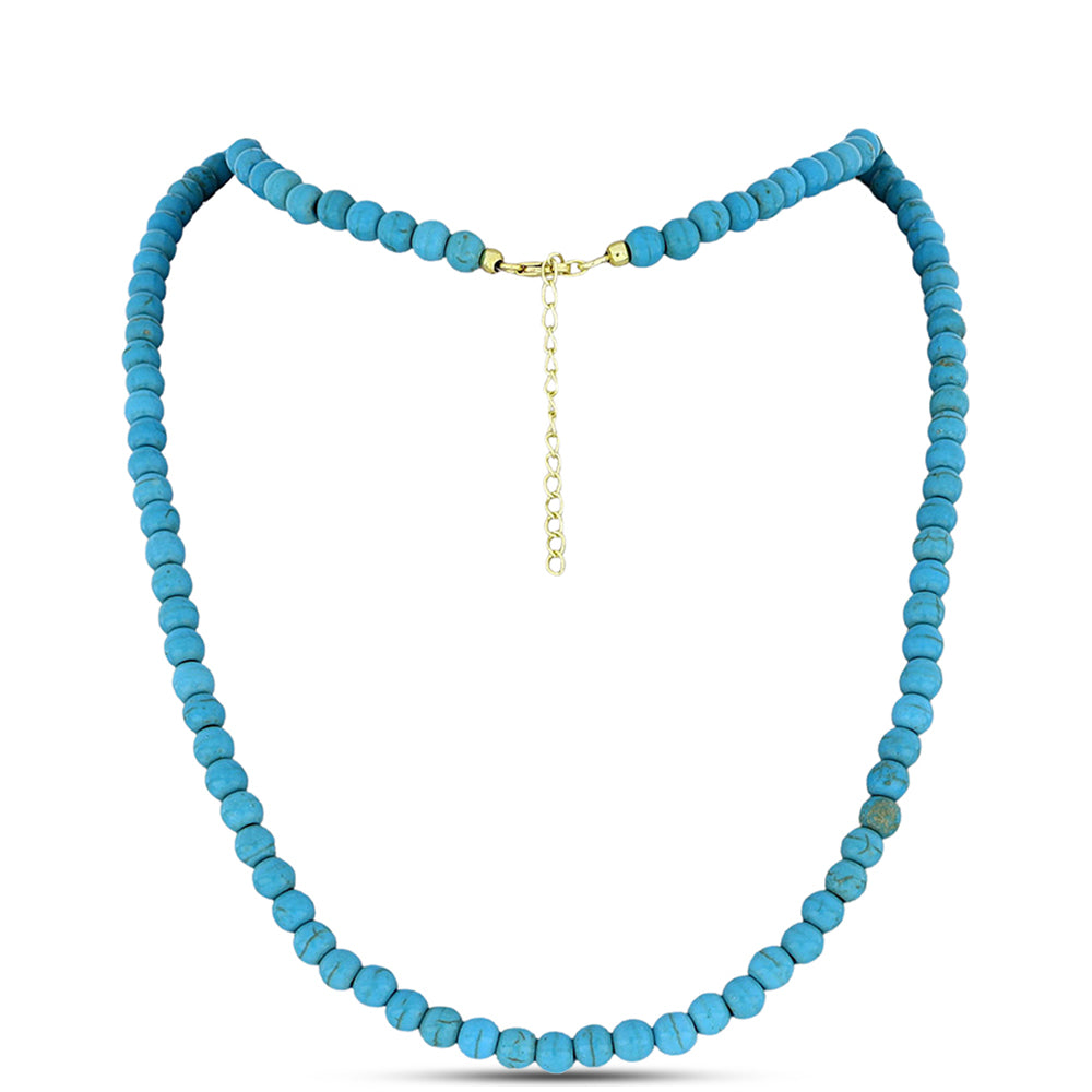 Collar de Plata Bañada en Oro con Turquesa Bella Durmiente