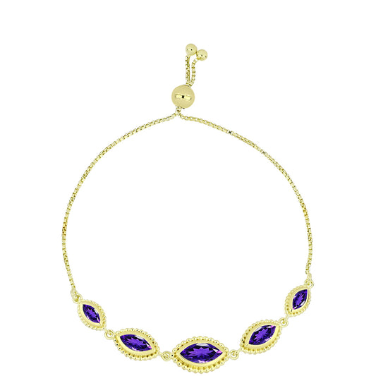 Pulsera de Plata Bañada en Oro con Amatista de Marruecos