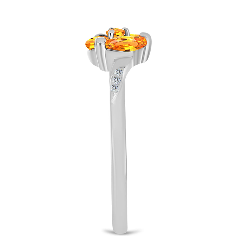 Anillo de Plata con Zafiro Padparadscha y Topacio Blanco