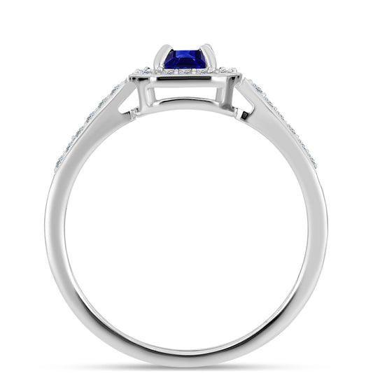 Anillo de Plata con Zafiro Azul Australiano y Topacio Blanco