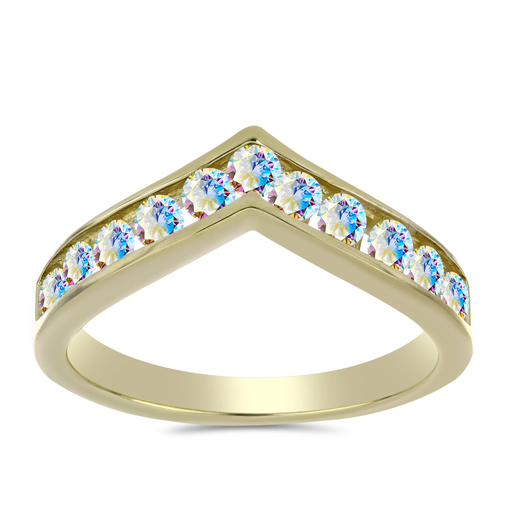 Anillo de Plata Bañada en Oro con Moisanita hielo