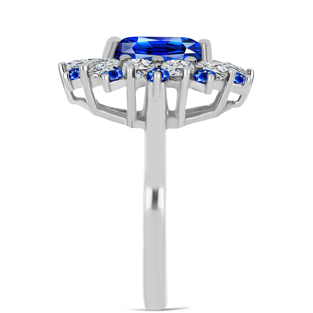 Anillo de Plata con Zafiro Azul Australiano y Topacio Blanco