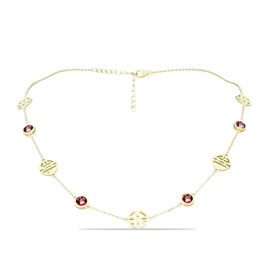 Collar de Plata Bañada en Oro con Granate Barton