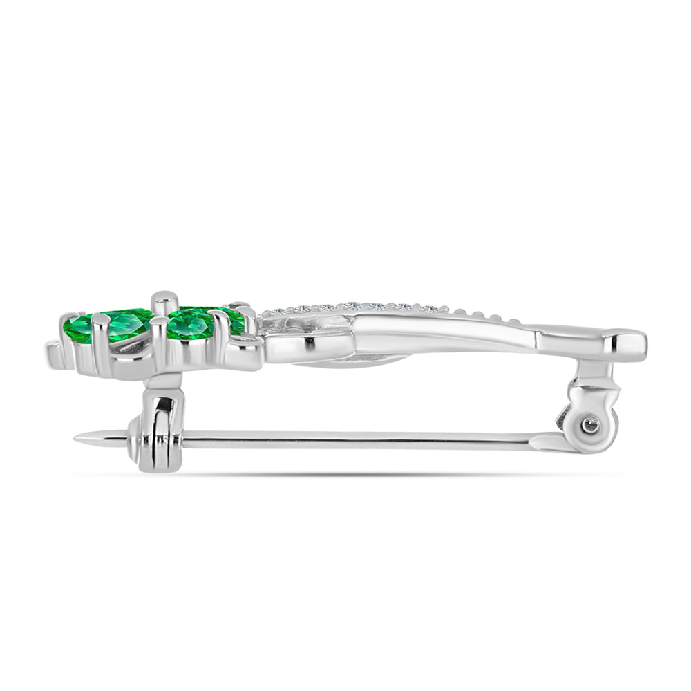 Broche de Plata con Granate Kijani y Topacio Blanco