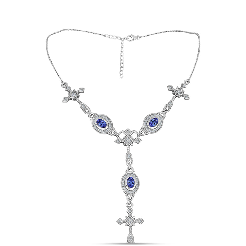 Collar de Plata con Tanzanita AAA y Topacio Blanco