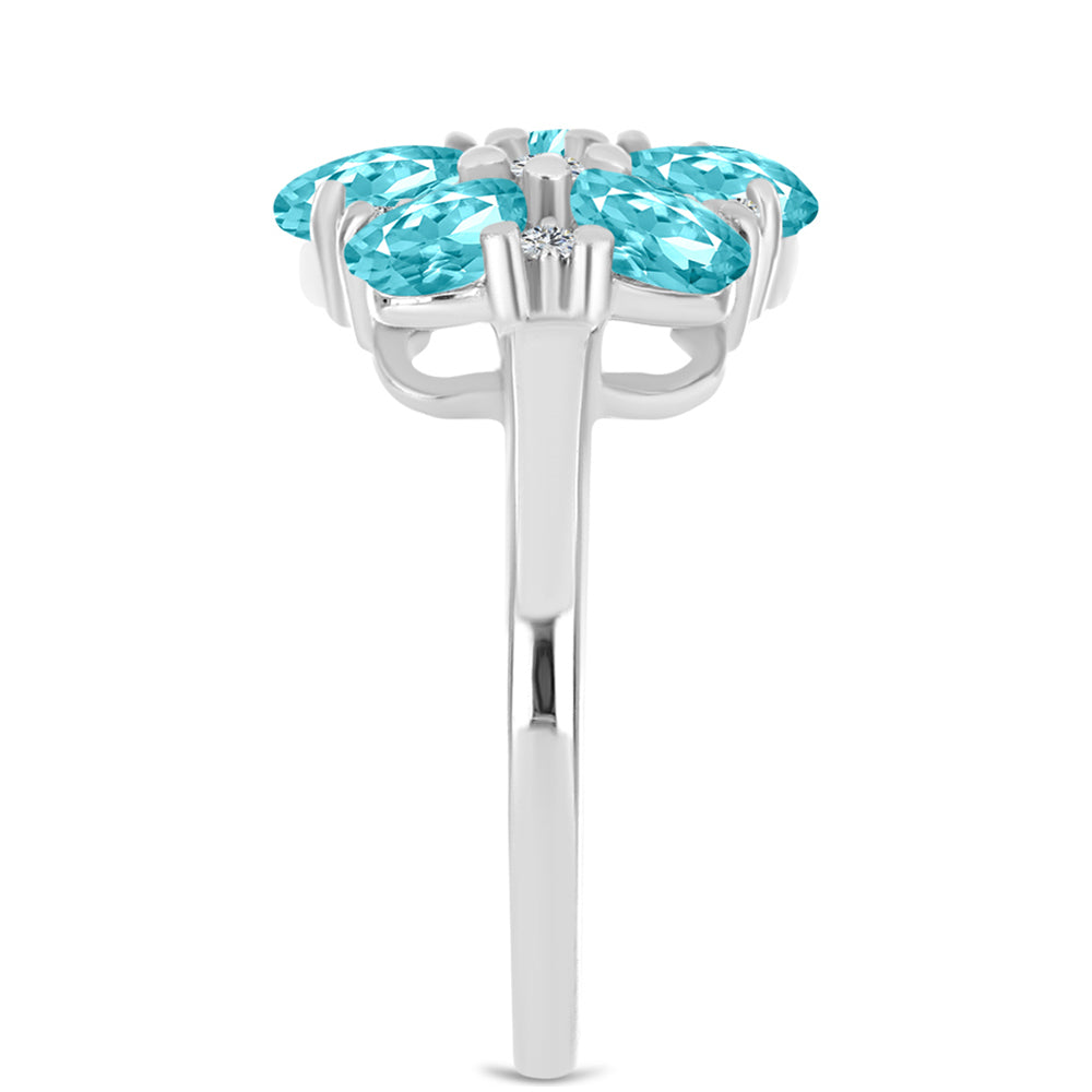 Anillo de Plata con Cuarzo Paraiba y Topacio Blanco