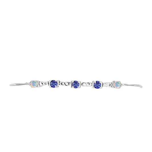 Pulsera de Plata con Tanzanita AAA y Ópalo Etiopie blanci de Lega Dembi